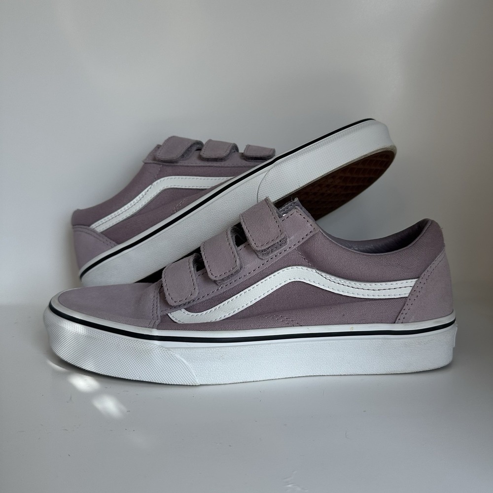 Vans Old Skool V Hook & Loop Lavender Suede/Canvas Sneakers Men 8 Women 9.5